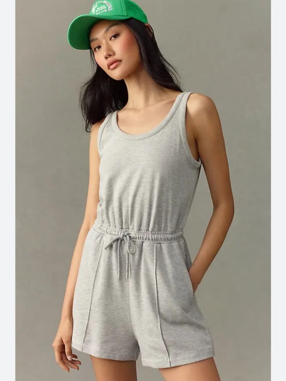 Sweaty Betty Light Grey After Class Organic Cotton Sleeveless Romper Size 4
